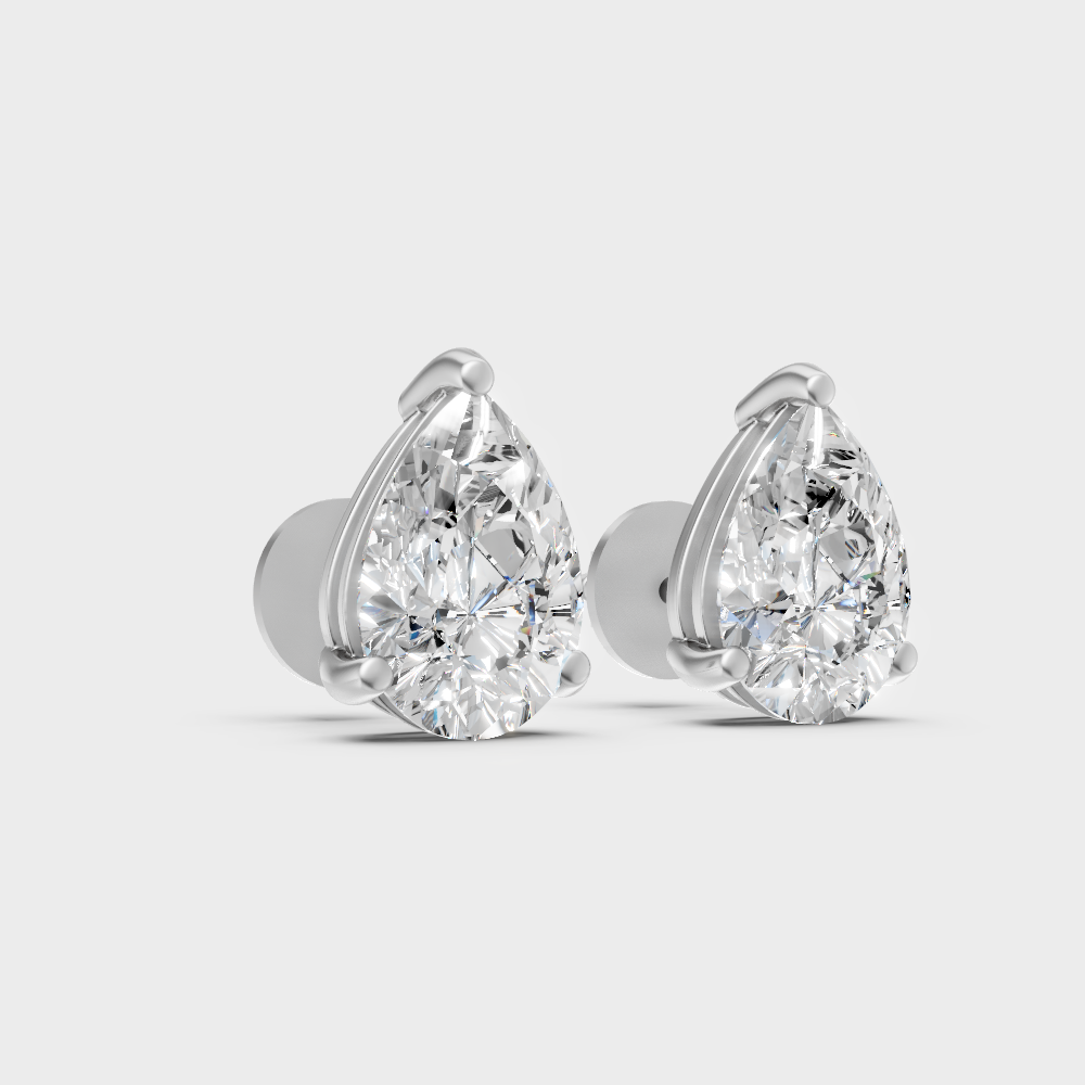 Certified Pear Diamond Stud Earrings 3.50 Ct White Gold
