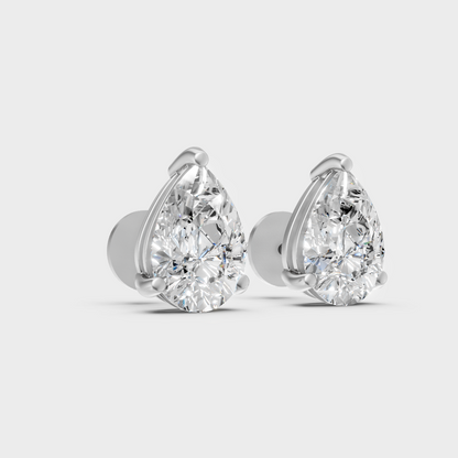 Certified Pear Diamond Stud Earrings 3.50 Ct White Gold
