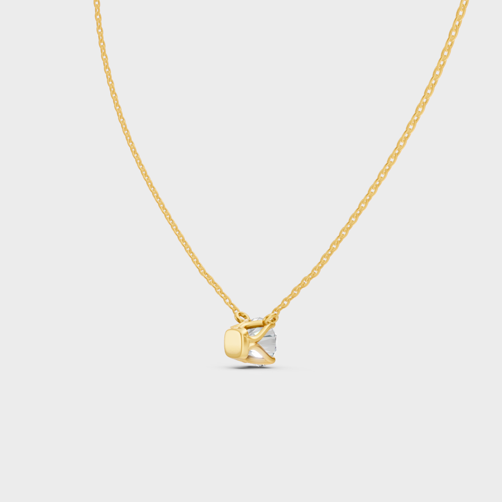Elegant Round Cut Diamond Pendant With Chain Yellow Gold