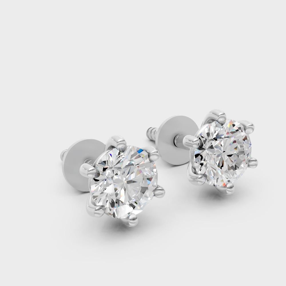 Certified Round Diamond Stud Earrings 1.20 Ct White Gold