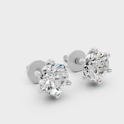 Certified Round Diamond Stud Earrings 1.20 Ct White Gold