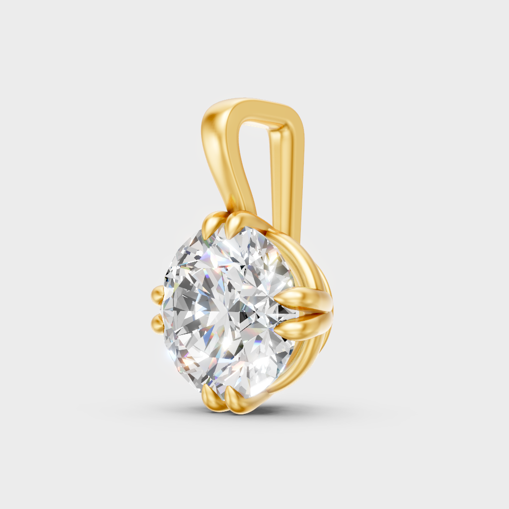 Elegant Round Cut Diamond Pendant Yellow Gold