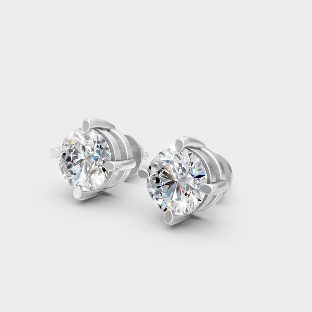 Certified Round Diamond Stud Earrings 2.50 Ct White Gold