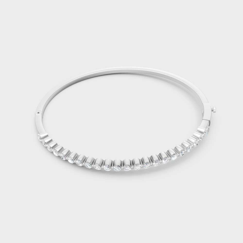 Premium Round Lab Diamond Kada Bracelet Platinum