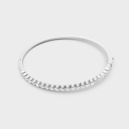 Premium Round Lab Diamond Kada Bracelet Platinum