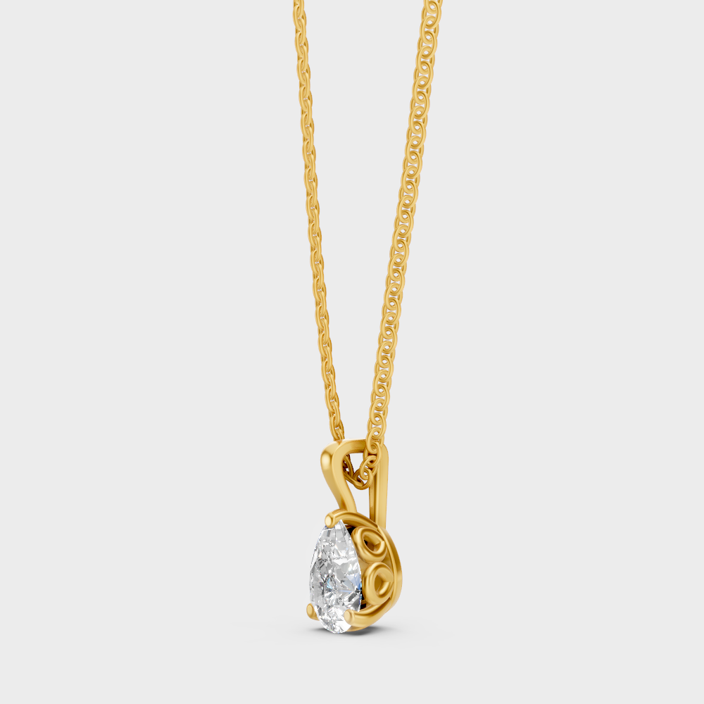 Elegant 1 Ct Lab-Grown Diamond Pendant With Chain Yellow Gold