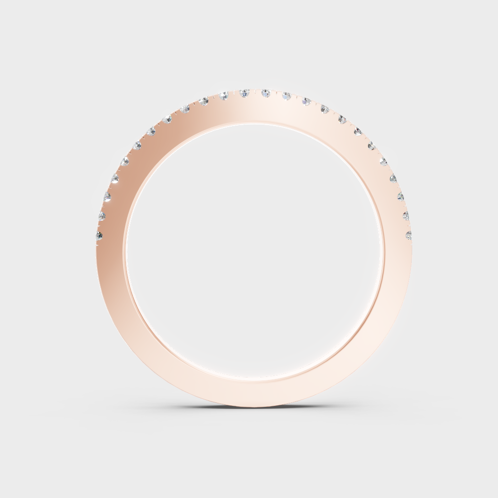  Modern 9K Rose Gold Diamond Band With A Brilliant Sustainable Round Diamond