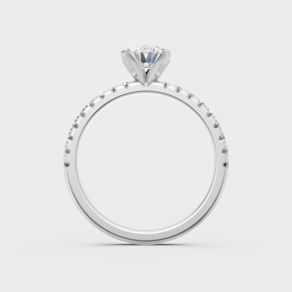 Hallmarked 14K White Gold Ring With 1.19Ct Brilliant Oval Lab Diamond Detail