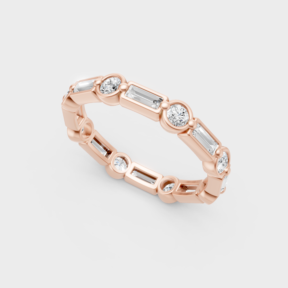 Sleek 14K Rose Gold Alternating Diamond Band Featuring Certified Lab-Grown Diamonds