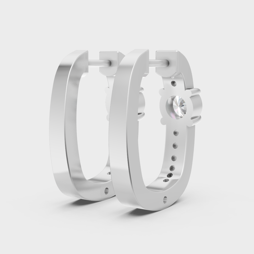 High-polish 950 platinum diamond hoops with GLI-certified round-cut diamonds