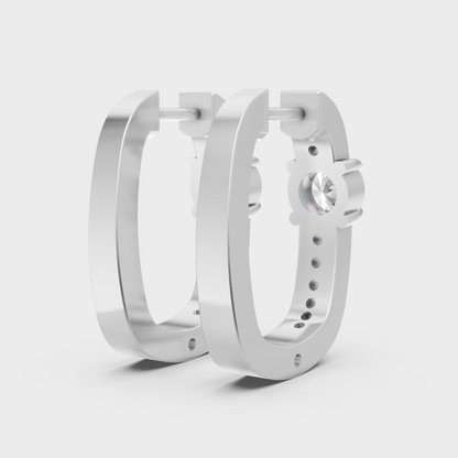 High-polish 950 platinum diamond hoops with GLI-certified round-cut diamonds