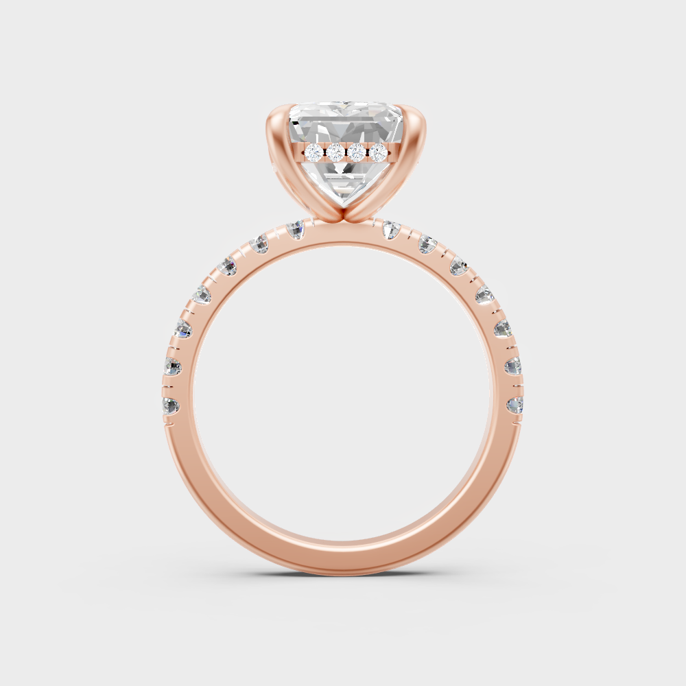 Blush Rose Gold Emerald Lab Diamond Ring For Sophisticated Sustainable Luxury