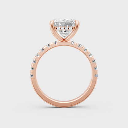 Blush Rose Gold Emerald Lab Diamond Ring For Sophisticated Sustainable Luxury