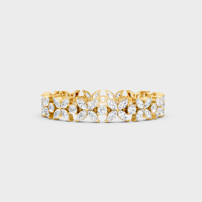 Luxury Marquise Round Diamond Bracelet Yellow Gold