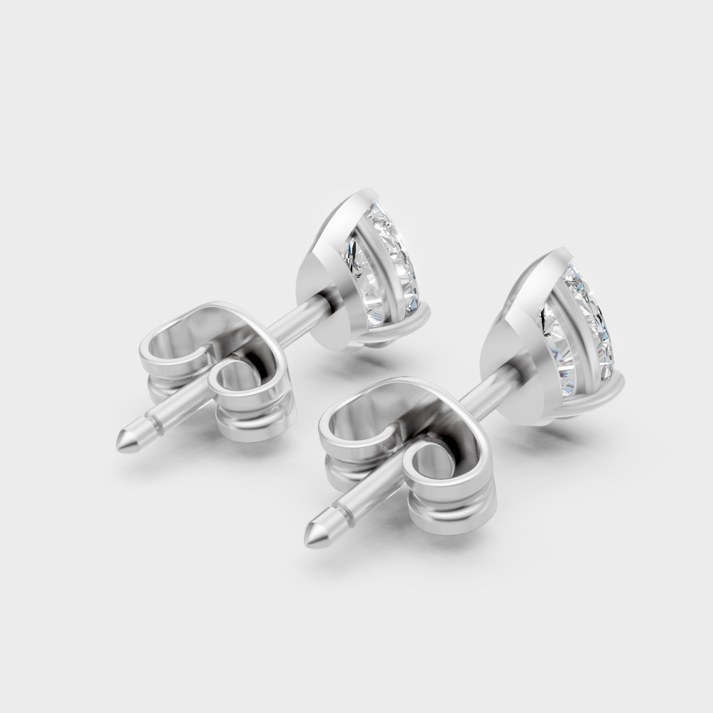 Pear Cut Lab Diamond Stud Earrings In Hallmark White Gold