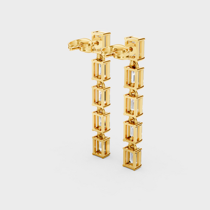 Ethical Lab-Grown Emerald Diamond Drop Earrings In Yellow Gold