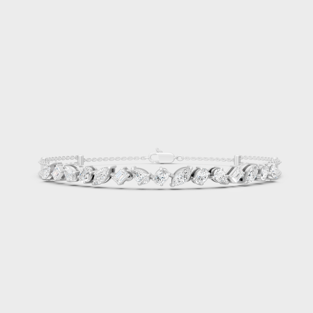 1.04 Ct Multi-Shape Lab-Grown Diamond Bracelet White Gold