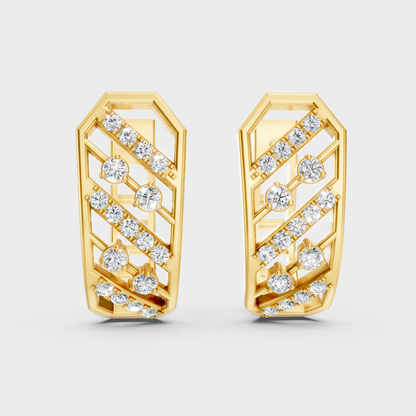 0.35 Ct GLI Certified Lab-Grown Round Diamond Hoop Earrings In Yellow Gold