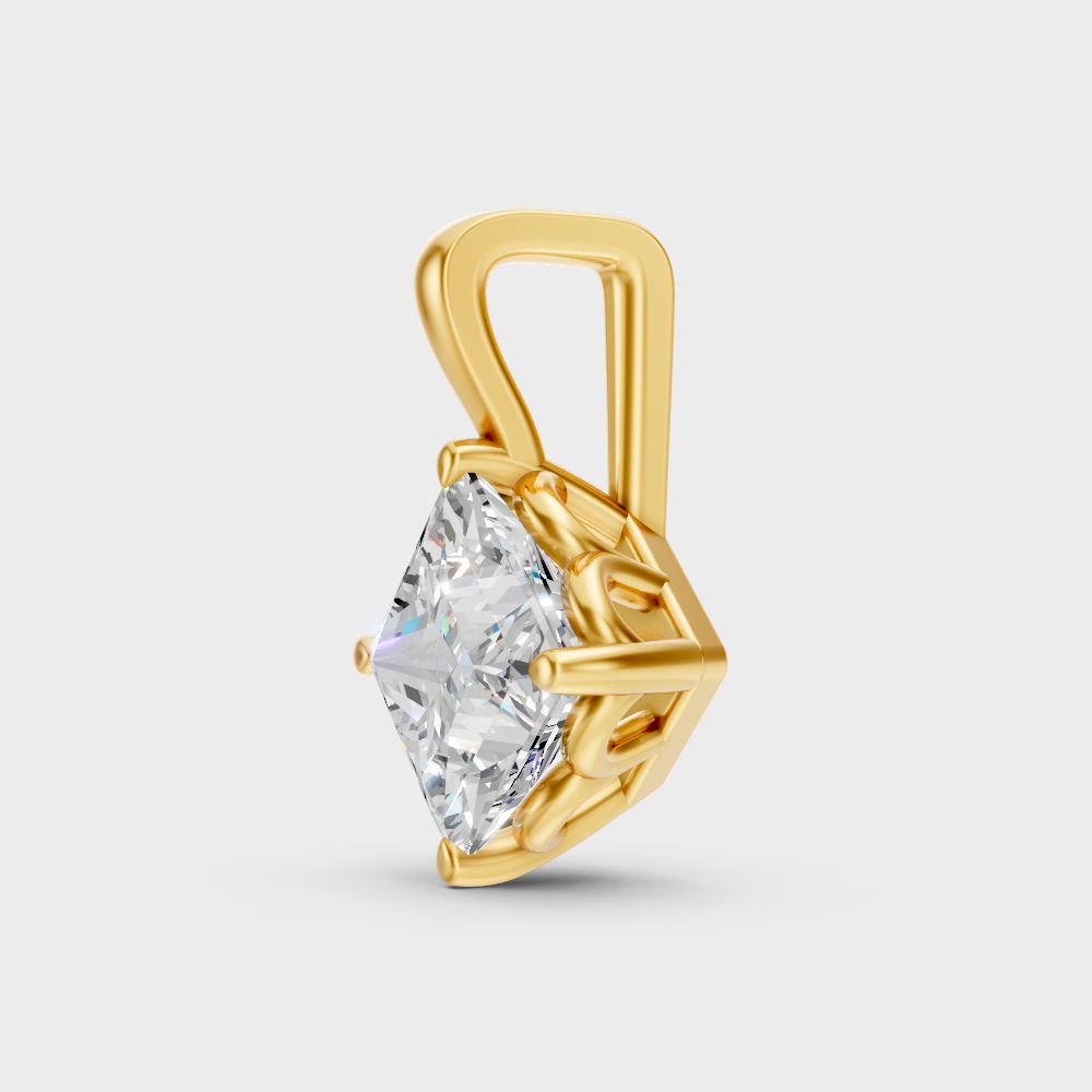 Sustainable Yellow Gold Pendant With A 0.50Ct Princess-Cut Lab-Grown Diamond