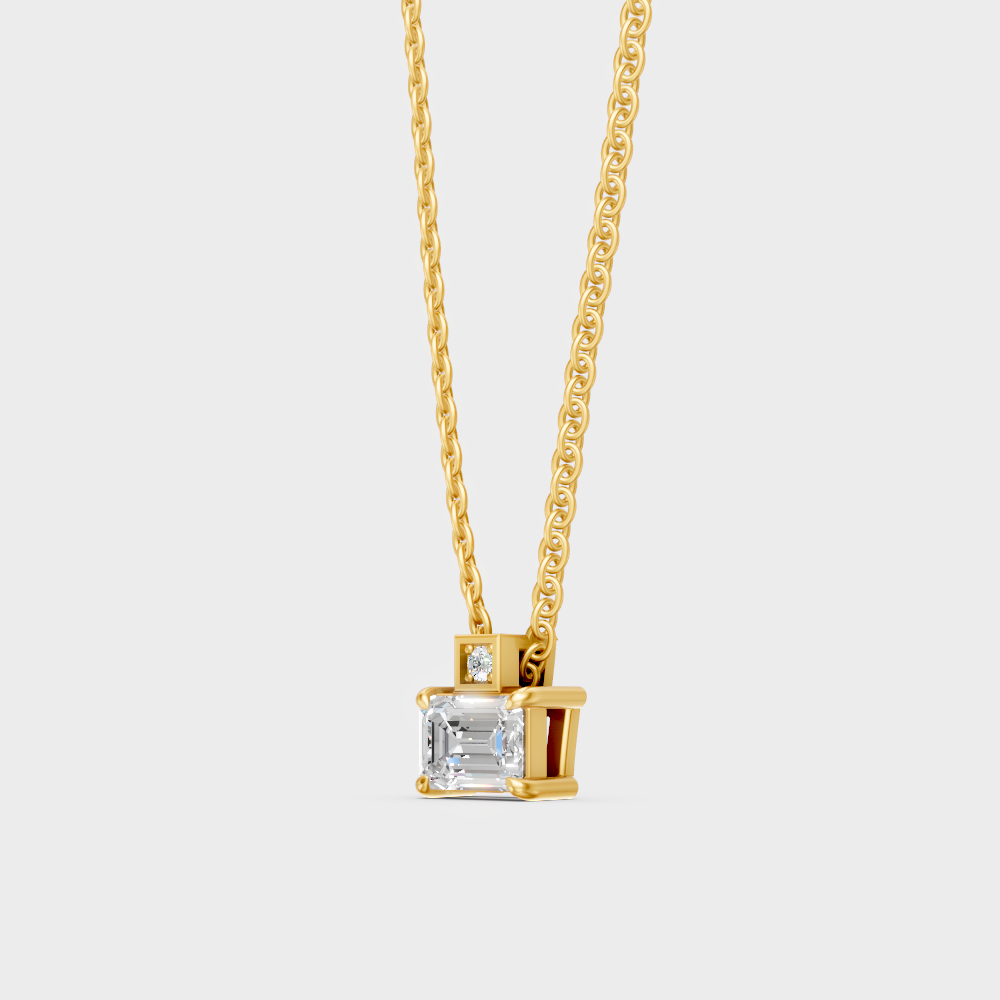 GLI Certified 0.40 Carat Emerald Round Halo Diamond Necklace Yellow Gold
