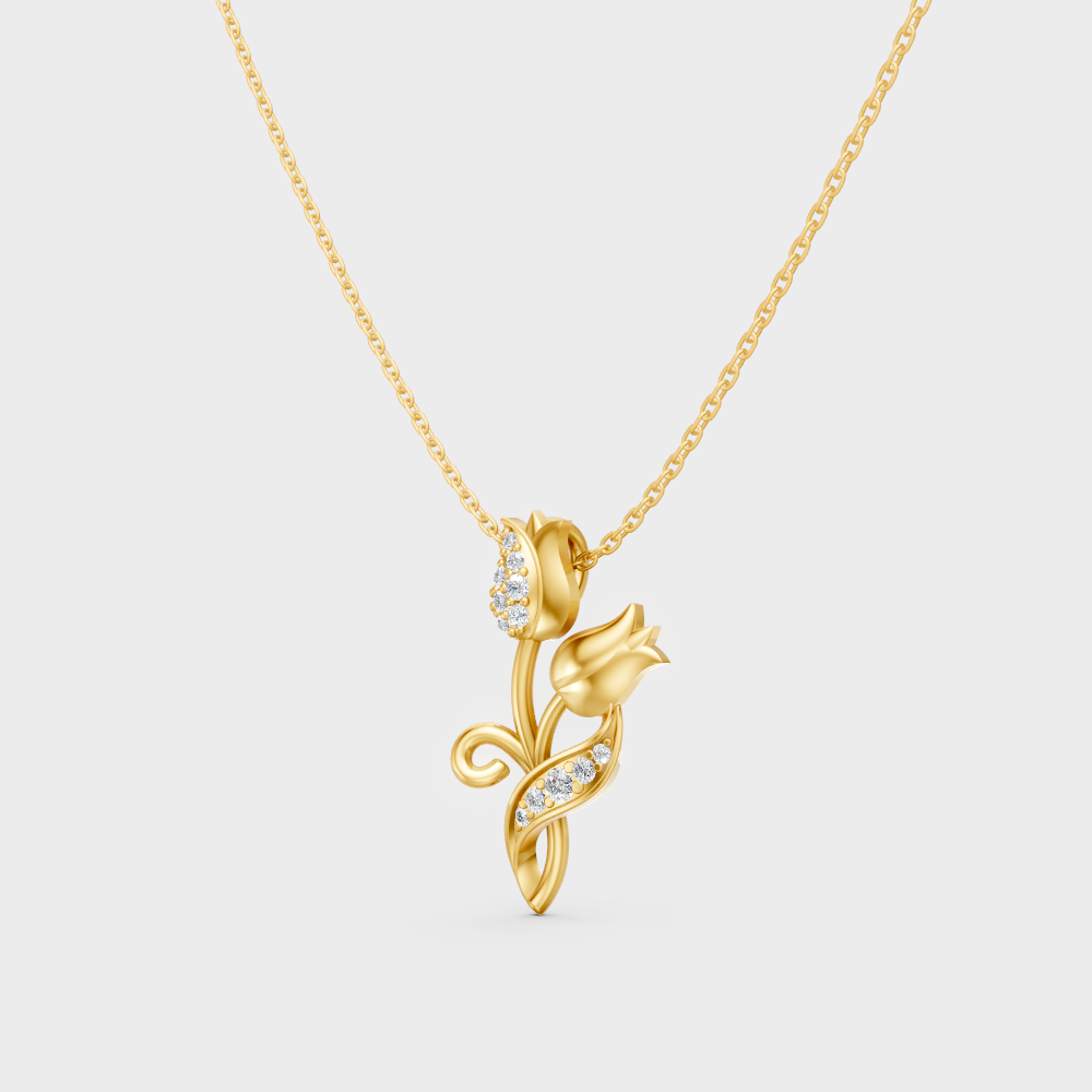 GLI Certified 0.08 Ct Round Lab-Grown Diamond Necklace Yellow Gold