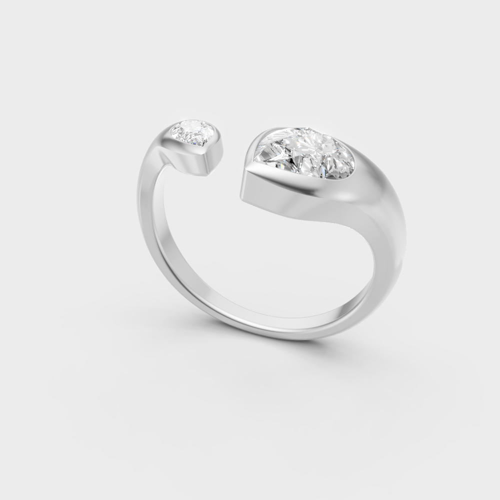 Sleek white gold solitaire ring featuring an Igi-certified pear lab diamond