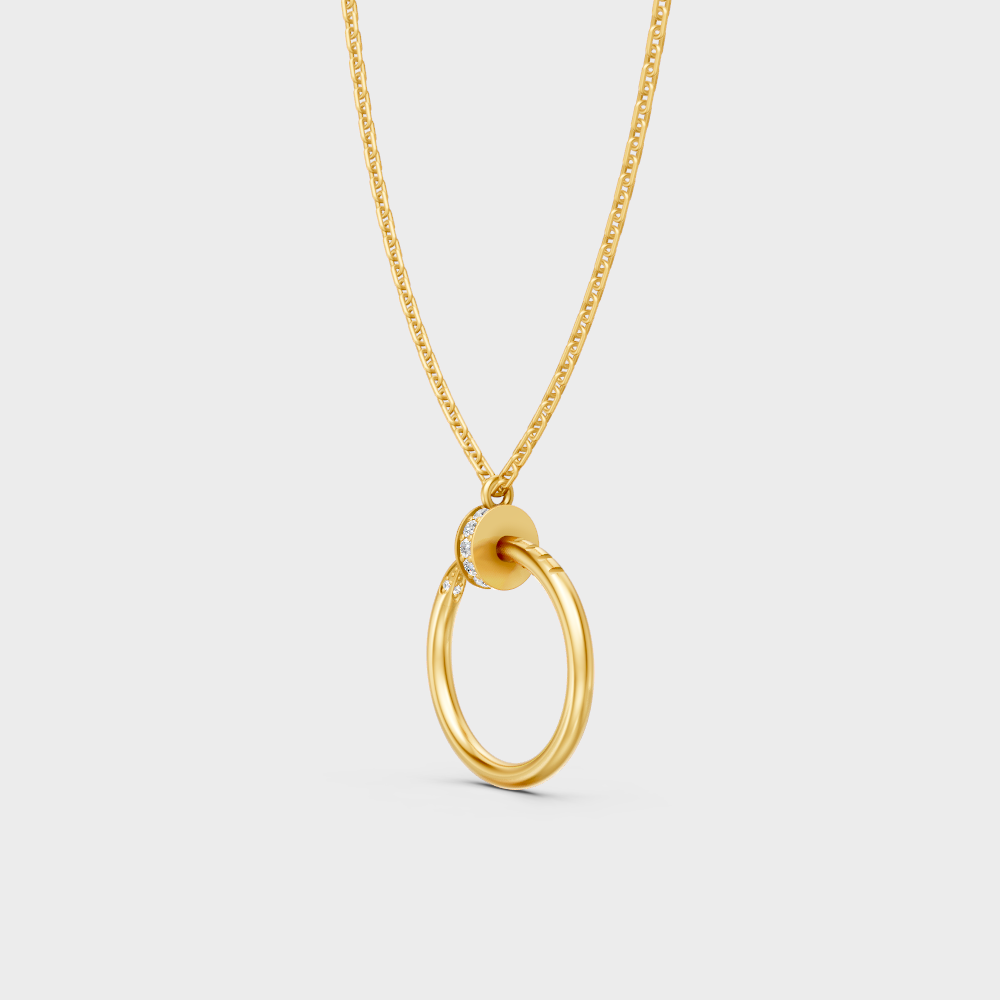 Sustainable Yellow Gold Pendant With Gli Certified Round-Cut Lab-Grown Diamonds