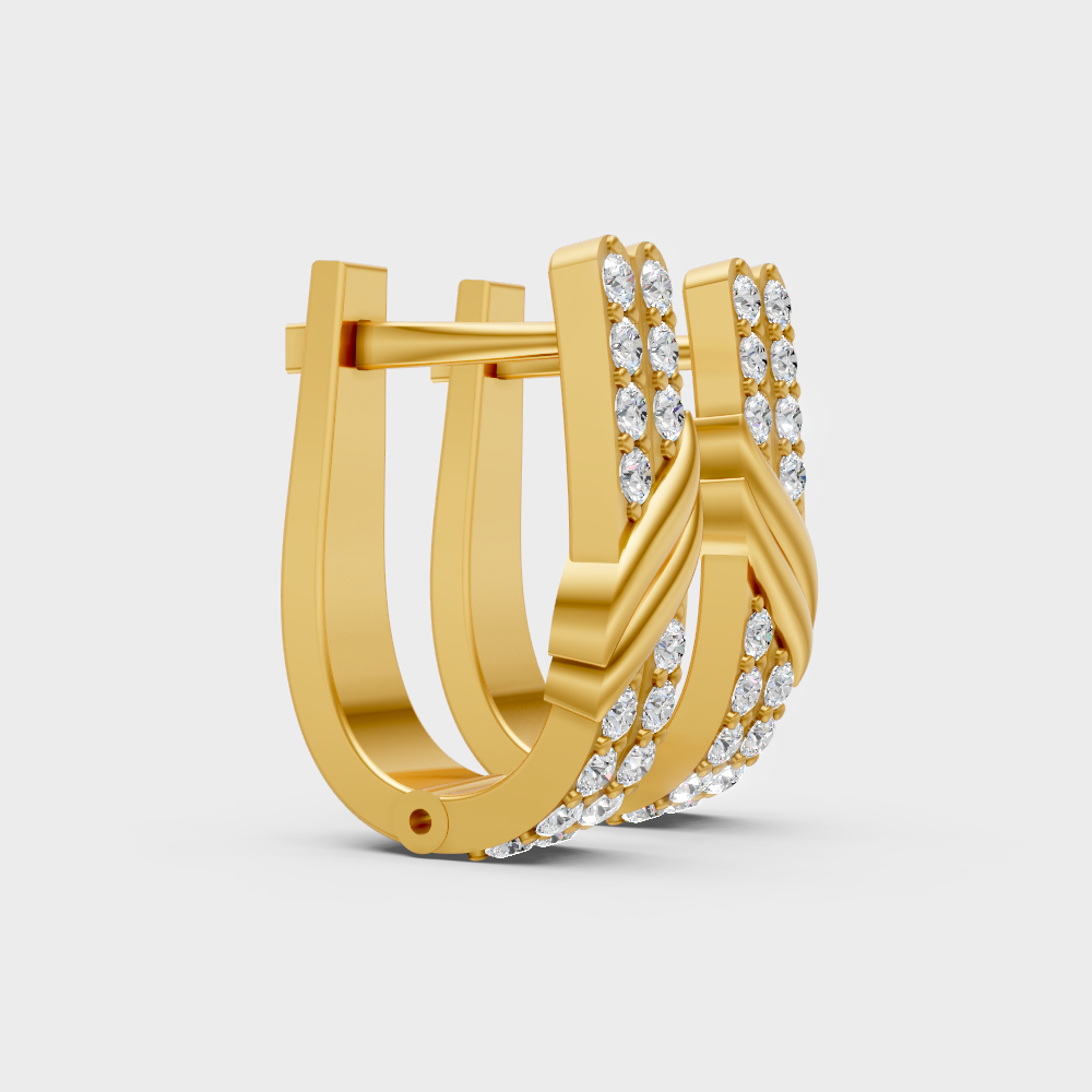 Hallmark Yellow Gold Round Cut Lab Diamond Hoop Earrings For Women