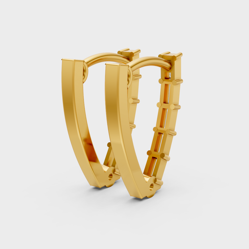 Designer Baguette Diamond Hoop Earrings In Yellow Gold