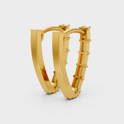 Designer Baguette Diamond Hoop Earrings In Yellow Gold