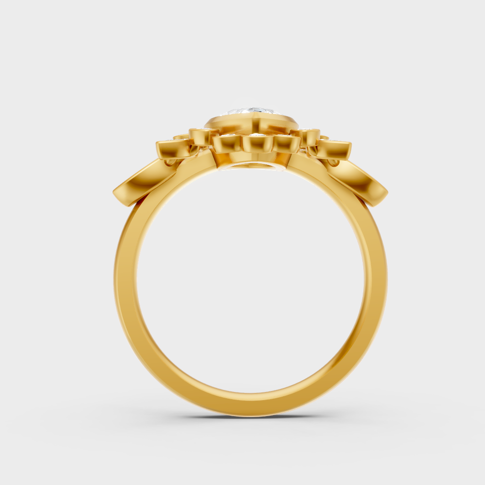 Sustainable Yellow Gold Ring With A Large Marquise-Cut Lab-Grown Diamond