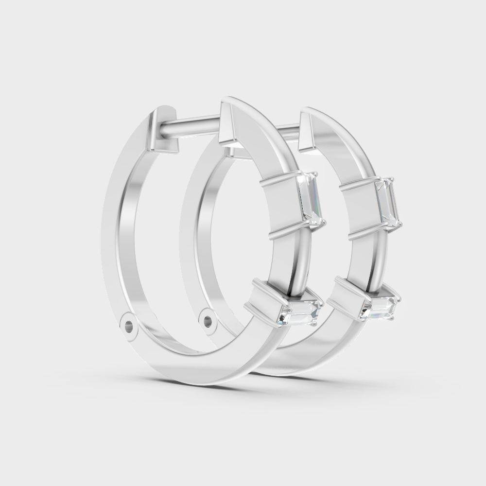 Ethical Lab Grown Diamond Hoop Earrings In Platinum 950 Fine Jewelry