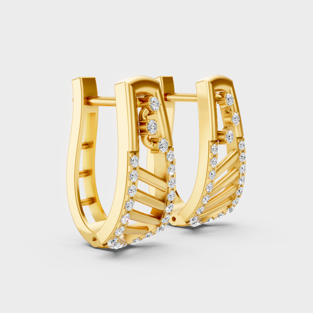 Luxury Yellow Gold Lab-Grown Diamond Hoop Earrings 0.18 Ct Each