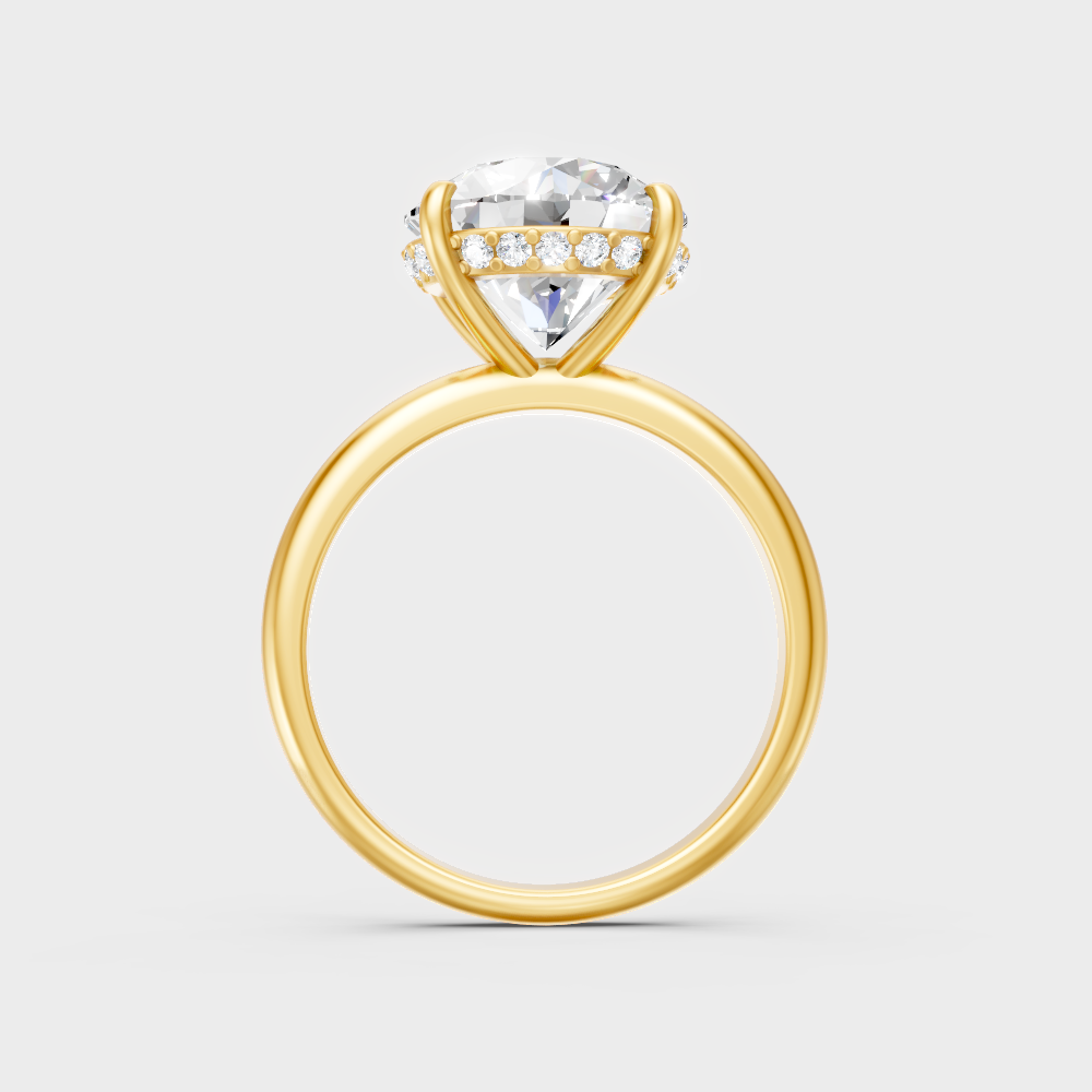 Sustainable Yellow Gold Halo Ring With Certified Round-Cut Lab-Grown Diamond