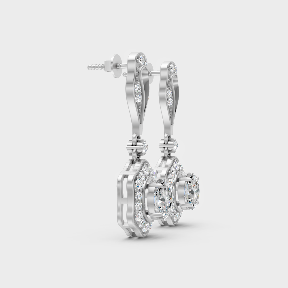Luxury Round Oval Lab-Grown Diamond Drop Earrings In 950 Platinum