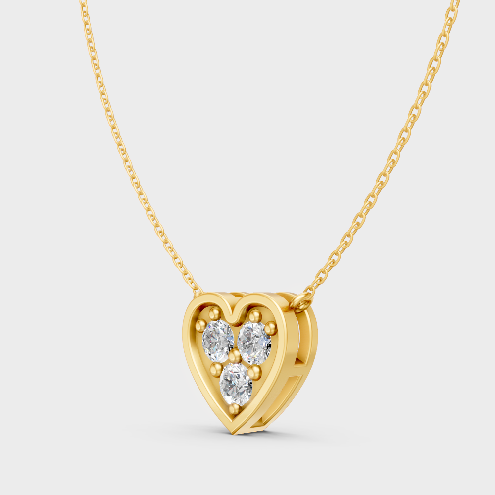 GLI Certified Round Cut Lab-Grown Diamond Solitaire Necklace In Hallmark Yellow Gold