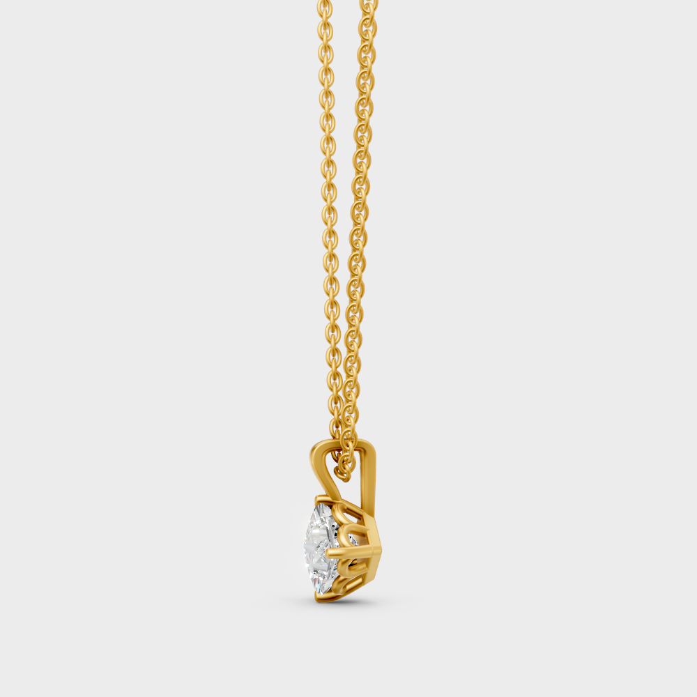 Sustainable Yellow Gold Pendant With A Large Princess-Cut Lab-Grown Diamond