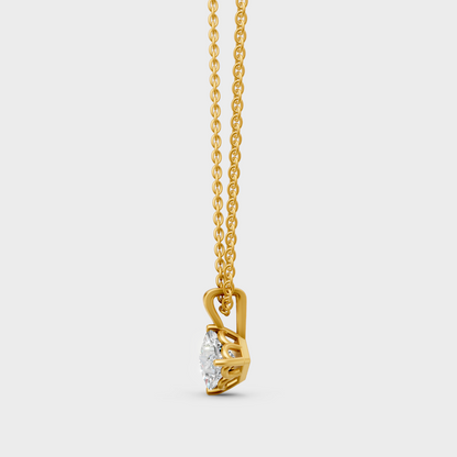 Sustainable Yellow Gold Pendant With A Large Princess-Cut Lab-Grown Diamond