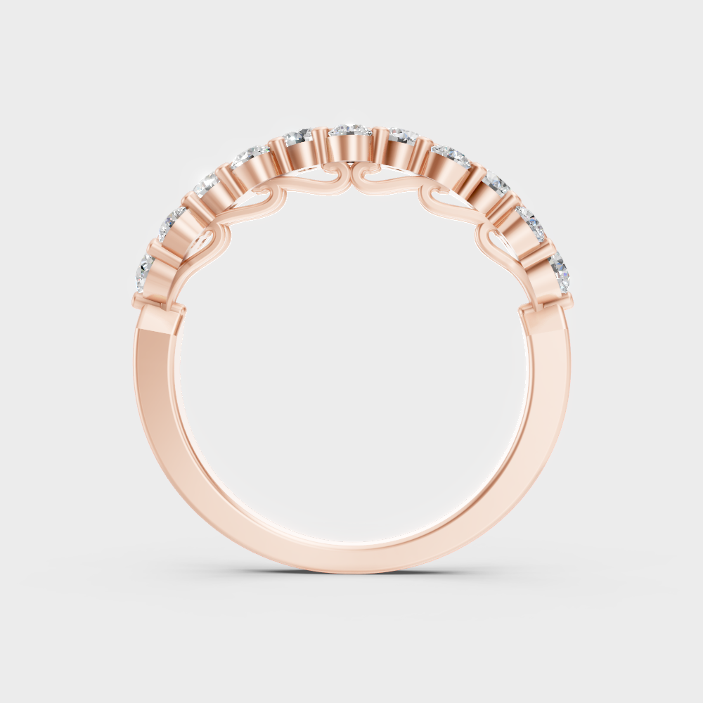 Modern Rose Gold Diamond Band With A Brilliant Sustainable Round Diamond