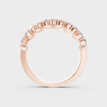 Modern Rose Gold Diamond Band With A Brilliant Sustainable Round Diamond