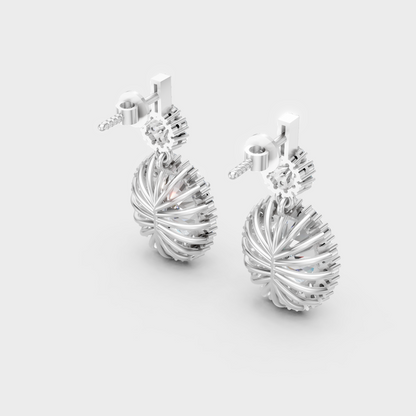 Statement Round And Oval Cut Diamond Earrings In White Gold