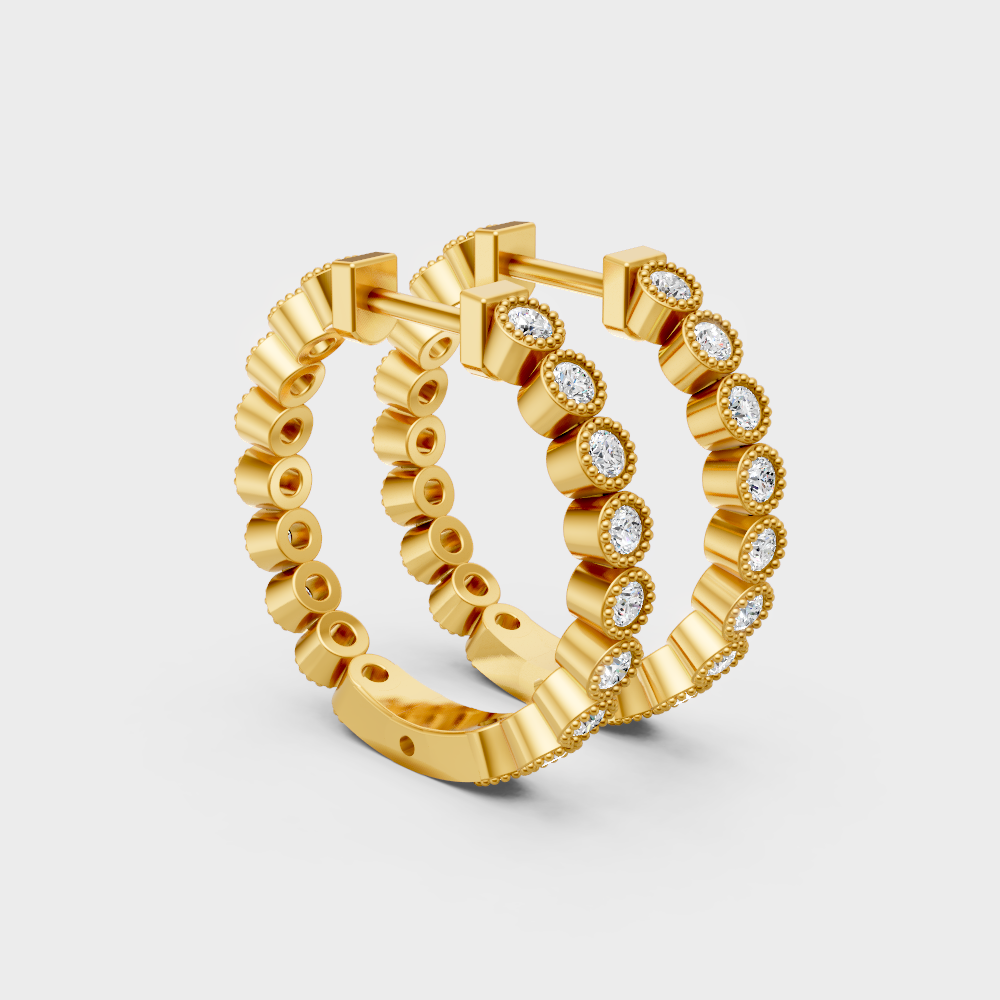 Premium yellow gold hoops with lab-grown diamonds for timeless elegance