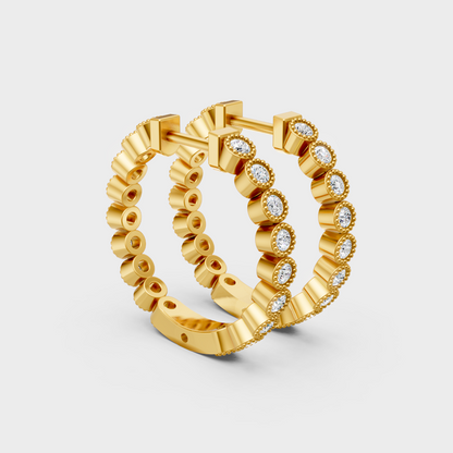 Premium yellow gold hoops with lab-grown diamonds for timeless elegance