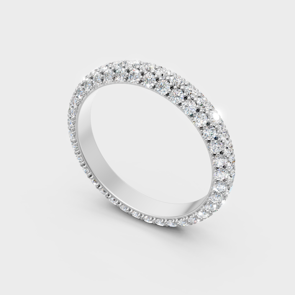 Sleek 18K White Gold Diamond Band Featuring A Gli Certified Round Diamond