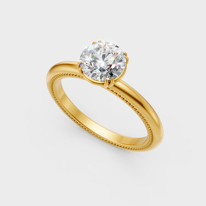 Sustainable Yellow Gold Ring With Igi Certified Round-Cut Lab Diamonds