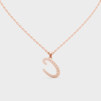 Side Angle of Personalized Alphabet B Lab Diamond Charm on 18K Rose Gold Chain