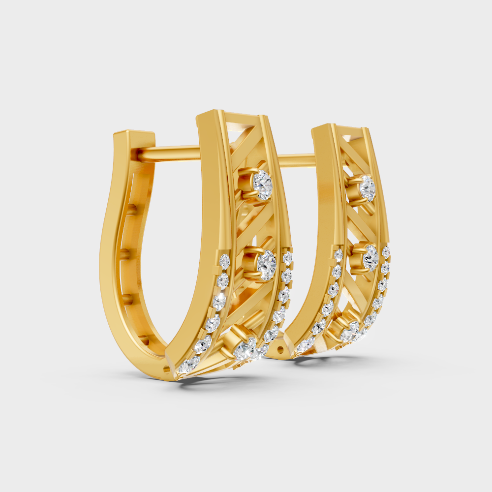 Hallmark Yellow Gold Round Cut Lab Diamond Hoop Earrings For Women