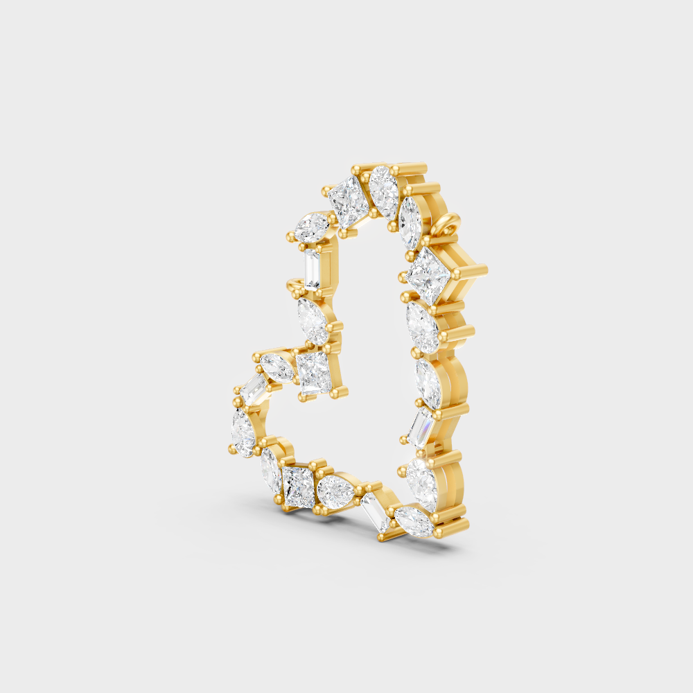 Sustainable Yellow Gold Necklace With Marquise And Princess-Cut Lab Diamonds