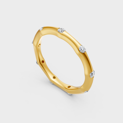 Classic 14K Yellow Gold Diamond Band Featuring Round Lab Diamond