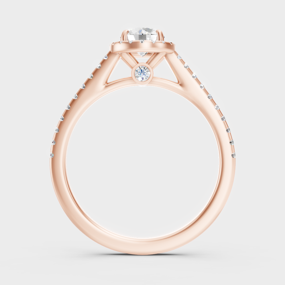  Modern 9K Rose Gold Halo Engagement Ring With Brilliant Sustainable Lab Diamonds